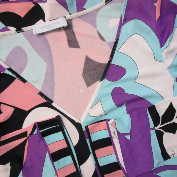 Rayon Dress Retired Bright Graphic Abstract Print Border Italy - Picture 7 of 13